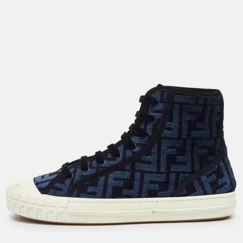 Fendi Blue/Black Zucca Velvet Domino Sneakers Size 39 - Fendi - Modalova