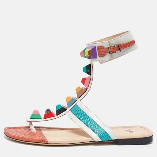 Fendi Multicolor Leather Studded Thong Flat Sandals Size 37 - Fendi - Modalova