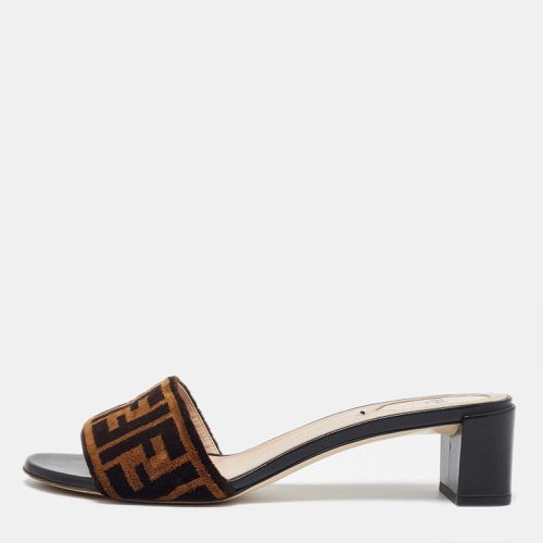 Zucca Velvet Slide Sandals Size 39 - Fendi - Modalova