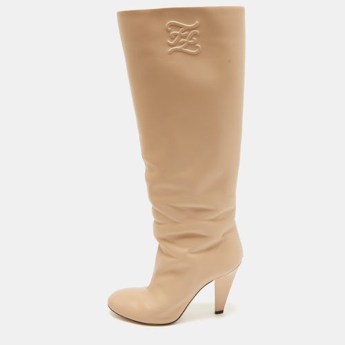 Fendi Beige Leather Knee Length Boots Size 40 - Fendi - Modalova