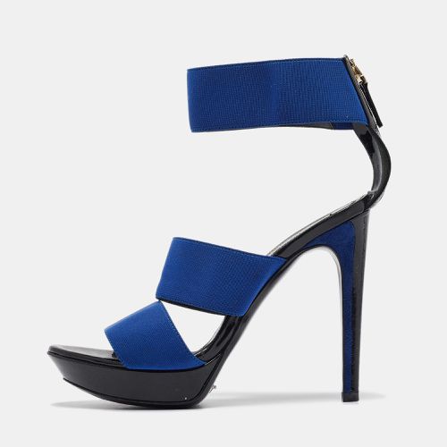 Fendi Blue Elastic Platform Ankle Strap Sandals Size 38 - Fendi - Modalova