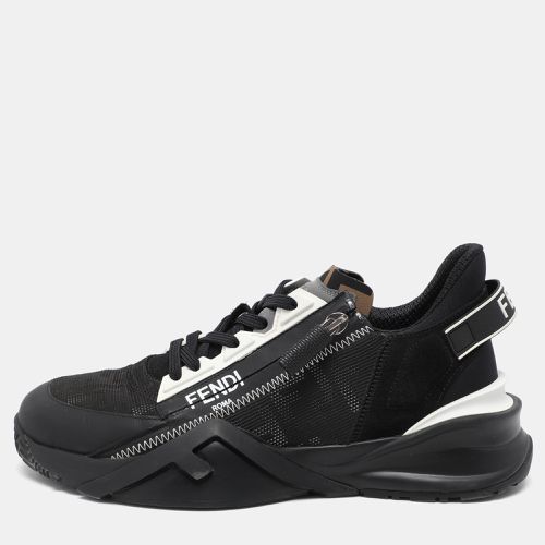 Fendi Black Mesh and Leather Flow Low Top Sneakers Size 39 - Fendi - Modalova