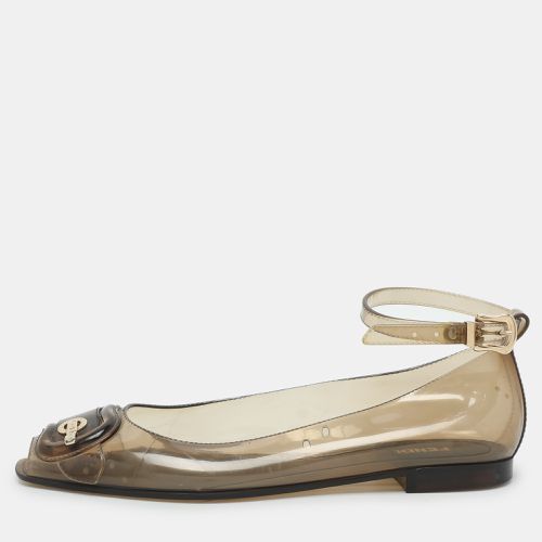 Fendi Transparent Jelly Peep Toe Ankle Strap Ballet Flats Size 38 - Fendi - Modalova