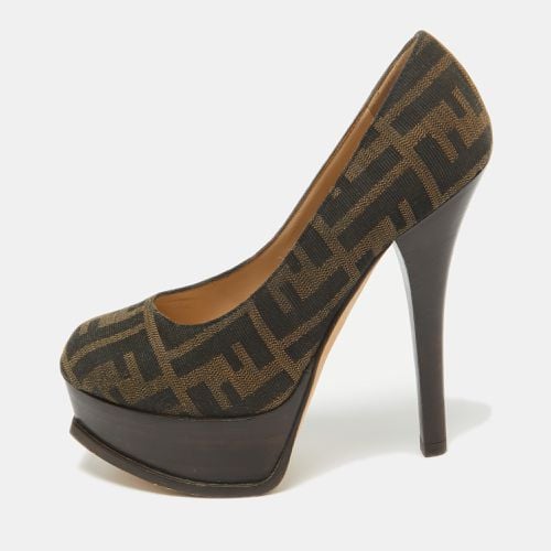 Fendi Brown Canvas Fendista Platform Pumps Size 35.5 - Fendi - Modalova