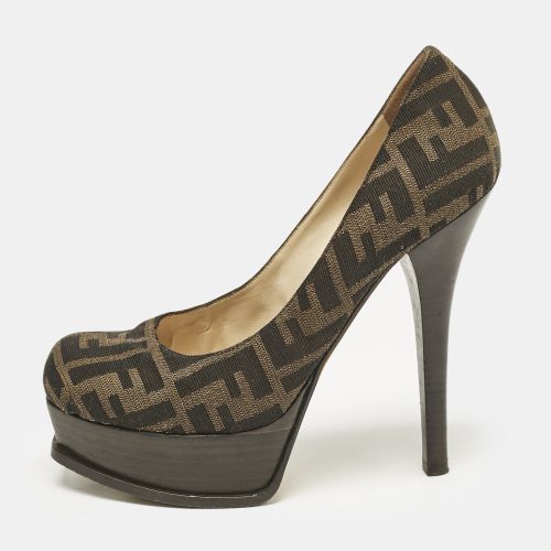 Fendi Brown Zucca Canvas Fendista Platform Pumps Size 39 - Fendi - Modalova