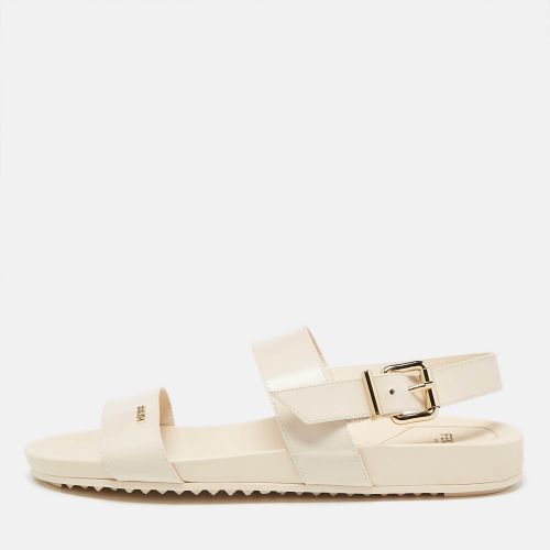 Fendi Beige Brushed Leather Flat Sandals Size 40 - Fendi - Modalova