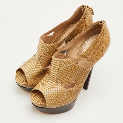 Cut Out Size 40 Python Embossed Leather Open Toe Platform Sandals - Fendi - Modalova