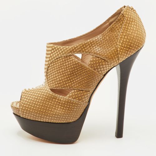 Cut Out Size 40 Python Embossed Leather Open Toe Platform Sandals - Fendi - Modalova