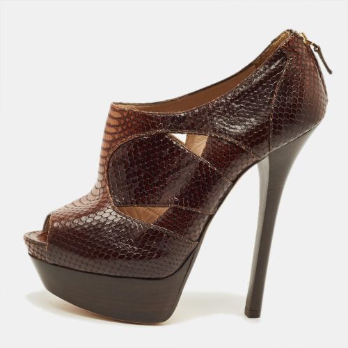 Size 41 Python Embossed Leather Booties - Fendi - Modalova