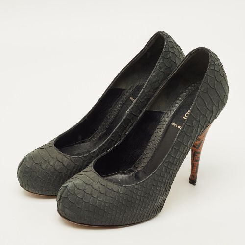 Sta Size 40 Python Embossed Leather Platform Pumps - Fendi - Modalova