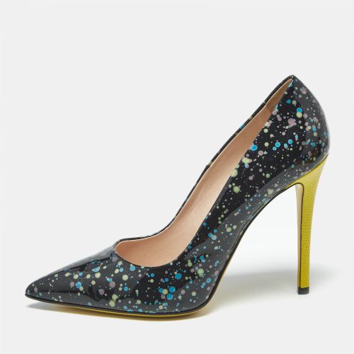 Fendi Black/Yellow Lizard Embossed And Patent Leather Pointed Toe Pumps Size 40 - Fendi - Modalova