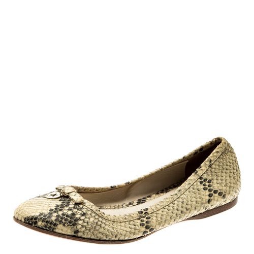 Fendi Beige Python Leather Bow Detail Ballet Flats Size 38 - Fendi - Modalova