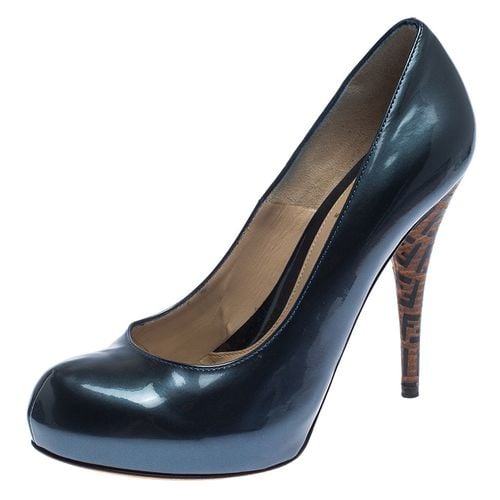 Fendi Blue Patent Leather Zucca Heel Platform Pumps Size 39 - Fendi - Modalova