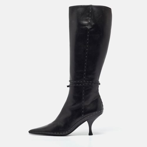 Fendi Black Leather Pointed Toe Knee Length Boots Size 40 - Fendi - Modalova