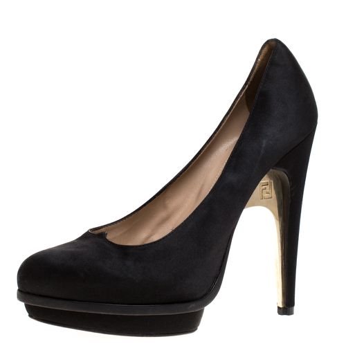 Fendi Black Satin Bridge Heel Platform Pumps Size 40 - Fendi - Modalova