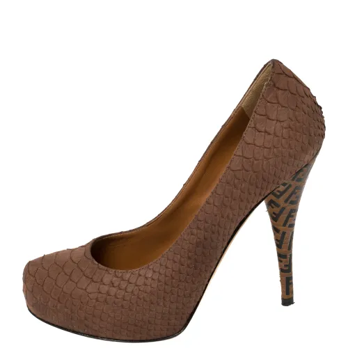 Python Embossed Leather Superstar Platform Pumps Size 38.5 - Fendi - Modalova
