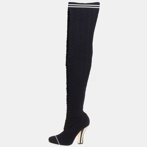 Fendi Black Knit Fabric Over the Knee Boots Size 39 - Fendi - Modalova