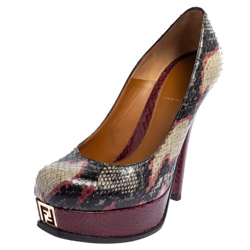 Fendi Multicolor Python Fendista Platform Pumps Size 40 - Fendi - Modalova