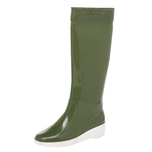 Fendi Green Rubber Wedge Rain Boots Size 36 - Fendi - Modalova