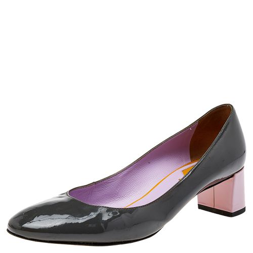 Fendi Grey/Purple Patent Leather Block Heel Pumps Size 37 - Fendi - Modalova