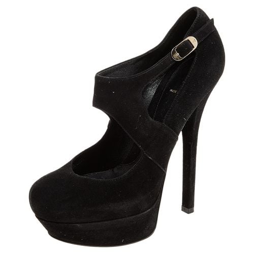 Fendi Black Suede Platform Ankle Strap Pumps Size 39.5 - Fendi - Modalova