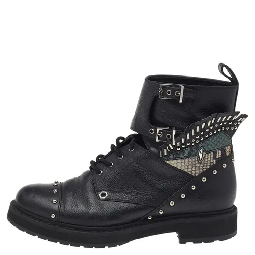 Size 37 Leather and Python Embossed Leather Ankle Length Boots - Fendi - Modalova