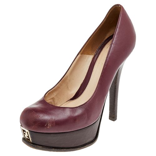 Fendi Burgundy Leather Fendista Platform Pumps Size 37.5 - Fendi - Modalova