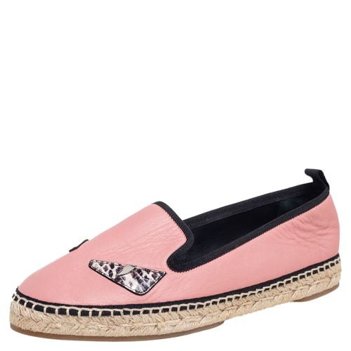 Fendi Pink Leather Bug Eye Espadrille Flats Size 37.5 - Fendi - Modalova