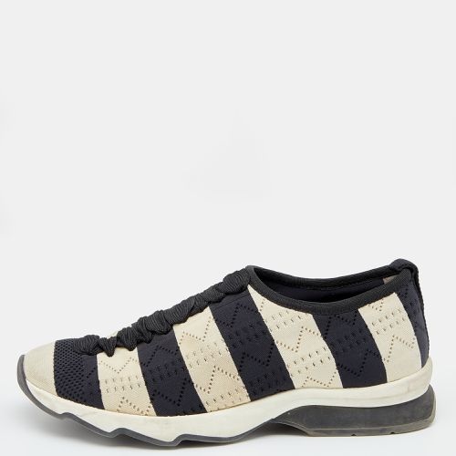 Fendi Black/Off-White Striped Fabric Slip On Sneakers 38.5 - Fendi - Modalova