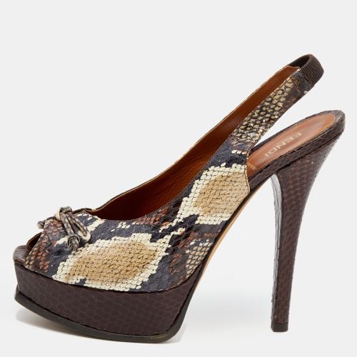 Fendi Multicolor Python Fendista Peep Toe Platform Slingback Pumps Size 41 - Fendi - Modalova