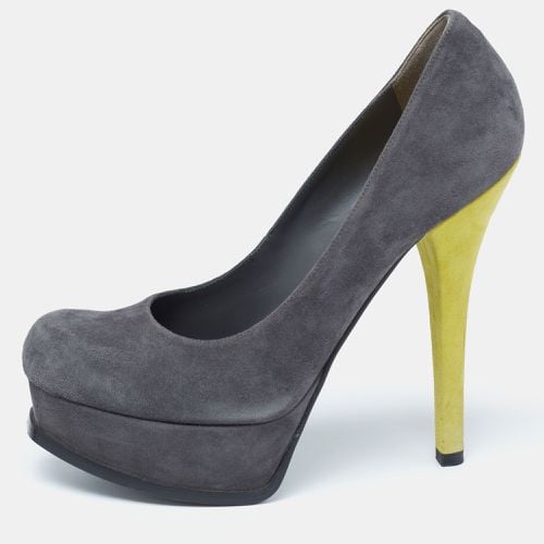 Fendi Grey/Yellow Suede Fendista Platform Pumps Size 39 - Fendi - Modalova