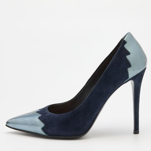 Fendi Navy Blue Suede and Leather Pointed Toe Pumps Size 38.5 - Fendi - Modalova