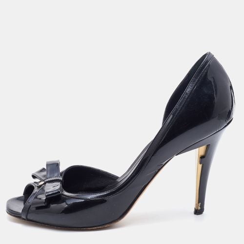 Fendi Black Patent Leather Bow Peep Toe D'orsay Pumps Size 38.5 - Fendi - Modalova