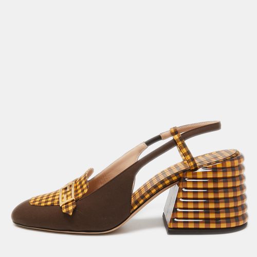 Fendi Two Tone Checkered Fabric Promenade Slingback Loafer Pumps Size 39.5 - Fendi - Modalova