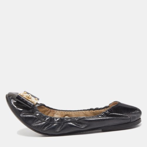 Fendi Black Patent Leather Bow Detail Scrunch Ballet Flats Size 37 - Fendi - Modalova