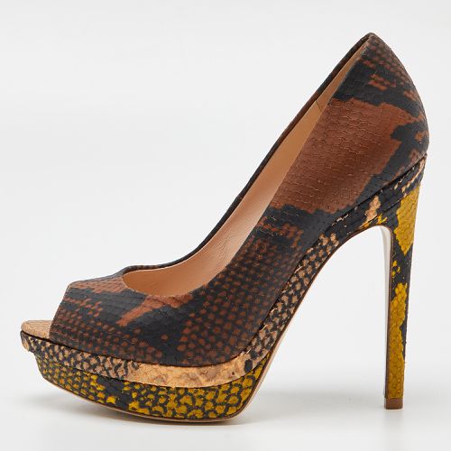 Fendi Multicolor Python Embossed Leather Peep Toe Platform Pumps Size 35 - Fendi - Modalova