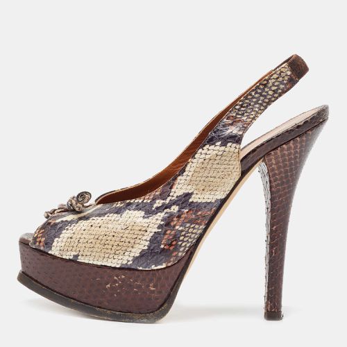 Fendi Tricolor Python Bow Fendista Slingback Pumps Size 39.5 - Fendi - Modalova