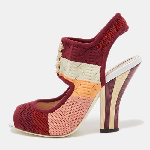 Fendi Multicolor Knit Fabric Slingback Sandals Size 38.5 - Fendi - Modalova