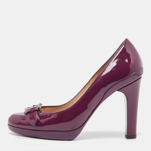 Fendi Burgundy Patent Leather Buckle Detail Round Toe Pumps Size 36.5 - Fendi - Modalova