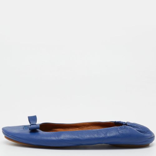 Fendi Blue Leather Let's Dance Bow Ballet Flats Size 39.5 - Fendi - Modalova