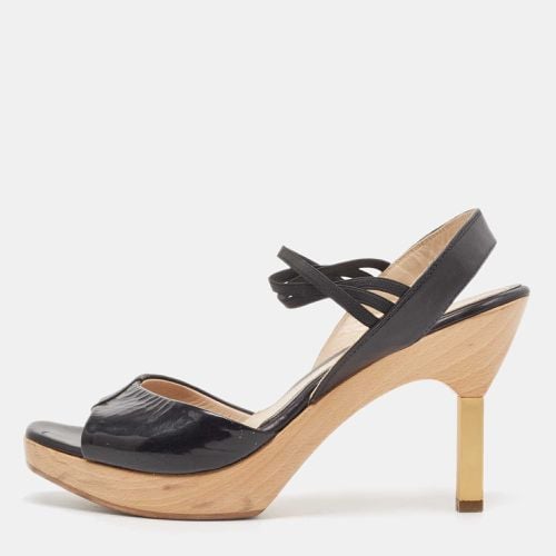 Fendi Black Patent Leather Open Toe Slingback Sandals Size 36 - Fendi - Modalova