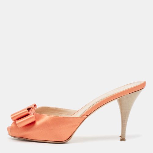 Fendi Orange Satin Bow Slide Sandals Size 40.5 - Fendi - Modalova