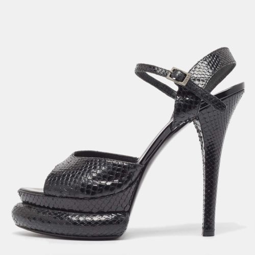 Fendi Black Python Bubble Platform Ankle Strap Sandals Size 38.5 - Fendi - Modalova