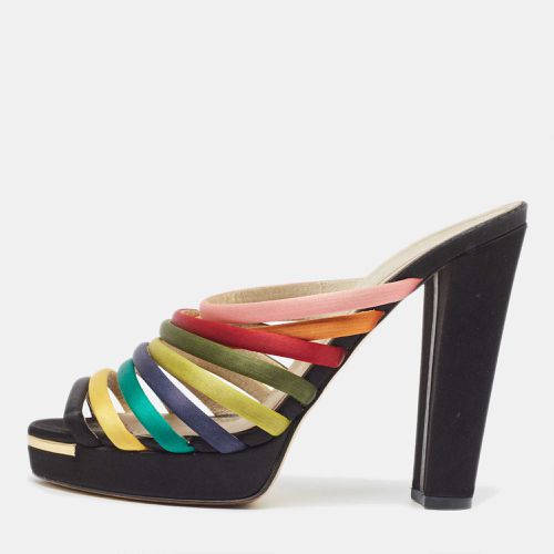 Fendi Multicolor Satin Strappy Platform Slide Sandals Size 40 - Fendi - Modalova