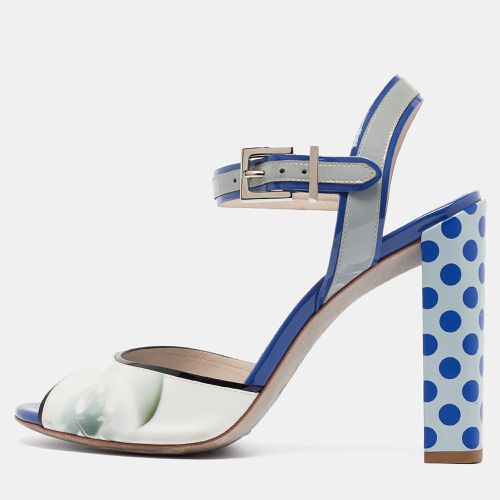 Fendi Tricolor Floral Print Ombre Leather and Patent Ankle Strap Sandals Size 38 - Fendi - Modalova