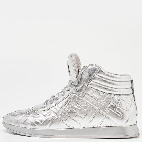 Fendi X Nicki Minaj Silver Laminated Leather High Top Sneakers 37.5 - Fendi - Modalova