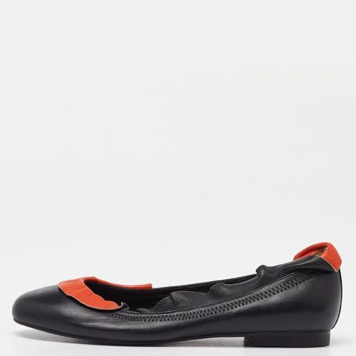 Orange Leather Ruffle Trim Ballet Flats Size 39 - Fendi - Modalova