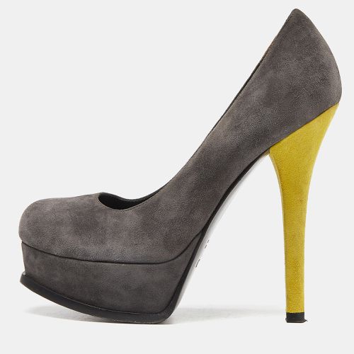 Fendi Grey Suede Fendista Platform Pumps Size 37 - Fendi - Modalova