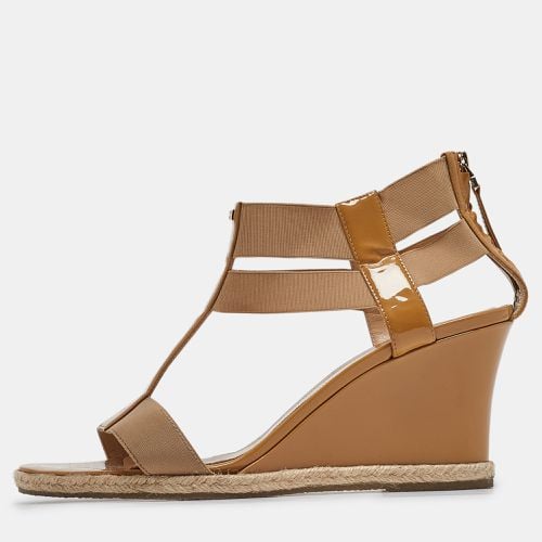 Fendi Brown Patent Elastic Wedge Sandals Size 39 - Fendi - Modalova