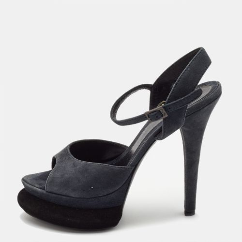 Navy Suede Platform Ankle Strap Sandals Size 38 - Fendi - Modalova